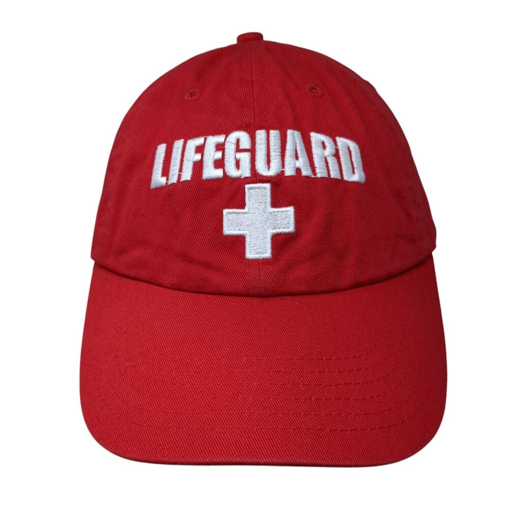 Lifeguard Slideback Hat Red One Size Adjustable Embroidered Vented Holes